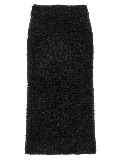 Balenciaga Tweed Midi Skirt Black