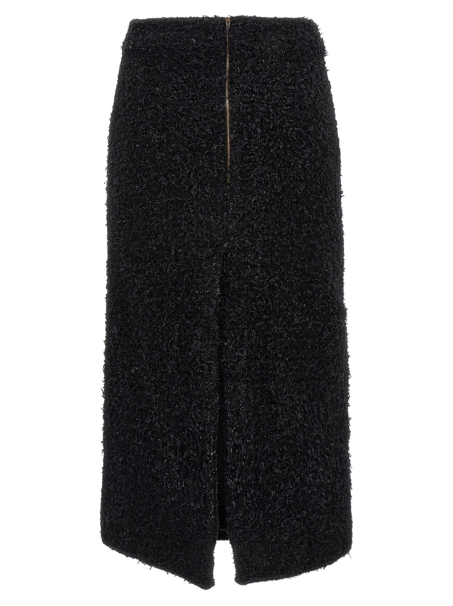 Balenciaga Tweed Midi Skirt Black