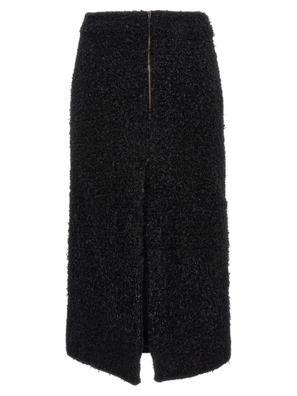 Balenciaga Tweed Midi Skirt Black