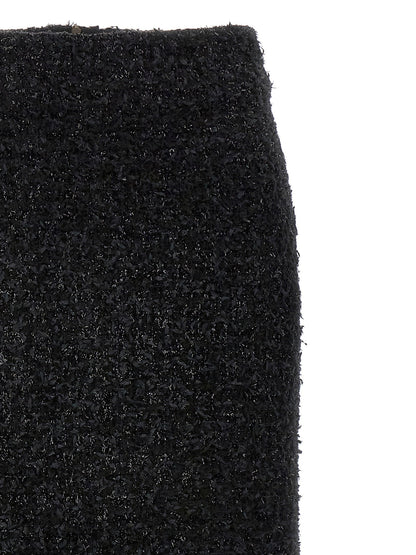 Balenciaga Tweed Midi Skirt Black