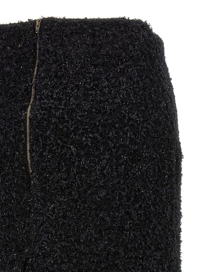 Balenciaga Tweed Midi Skirt Black