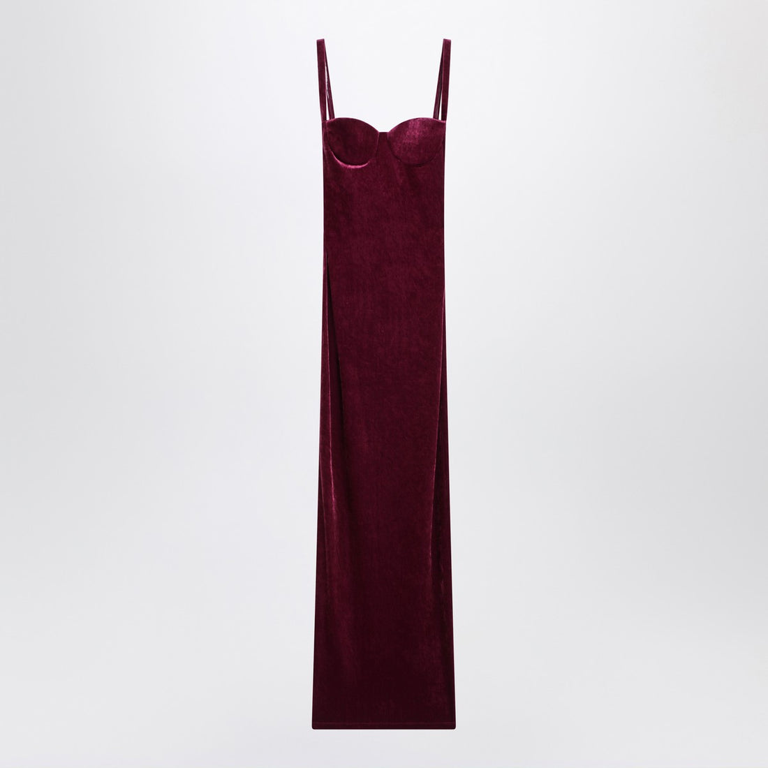 Balenciaga Long Velvet Fitted Dress Burgundy burgundy