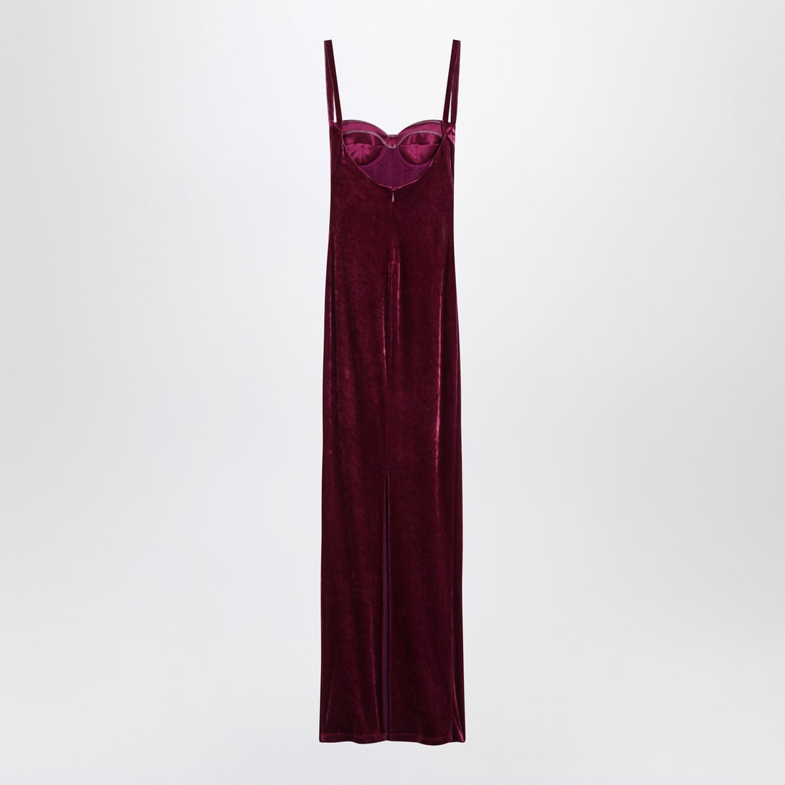 Balenciaga Long Velvet Fitted Dress Burgundy burgundy