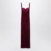 Balenciaga Long Velvet Fitted Dress Burgundy burgundy