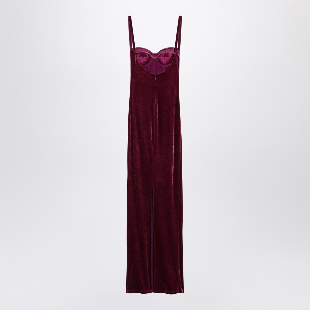 Balenciaga Long Velvet Fitted Dress Burgundy burgundy