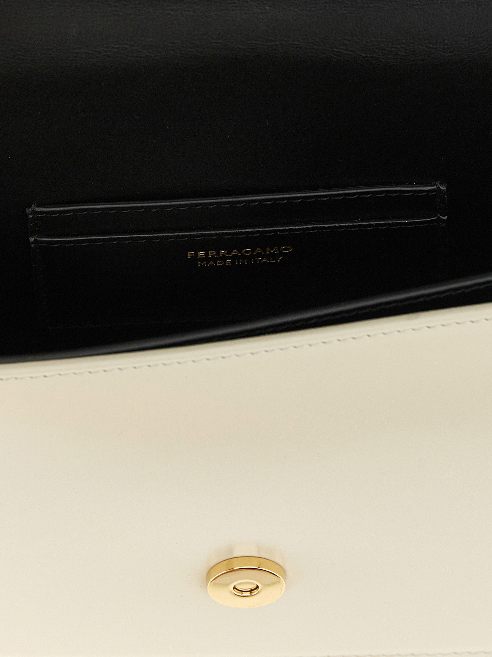 Ferragamo North-south Double Gancini (xs) Crossbody Bag White/Black