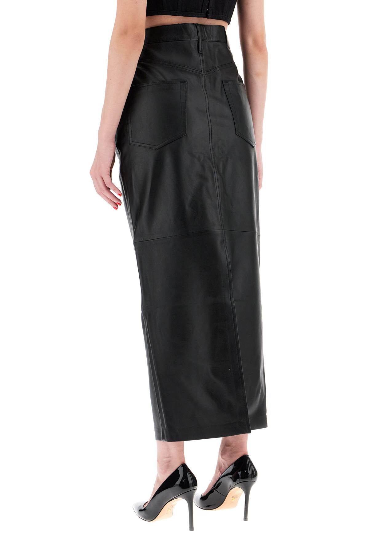 Wardrobe.Nyc leather column  maxi skirt black