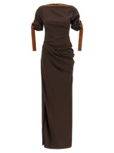 Ferragamo Dress With Leather Straps Brown