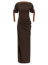 Ferragamo Dress With Leather Straps Brown