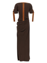 Ferragamo Dress With Leather Straps Brown