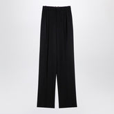 Saint Laurent Black Wool Wide-Leg Trousers Black