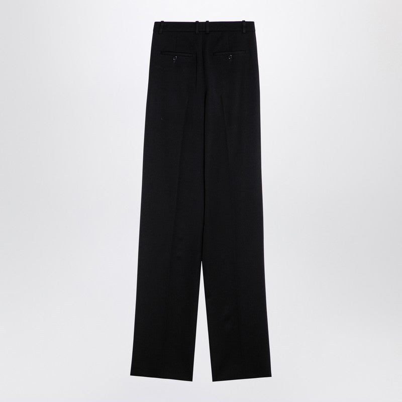 Saint Laurent Black Wool Wide-Leg Trousers Black