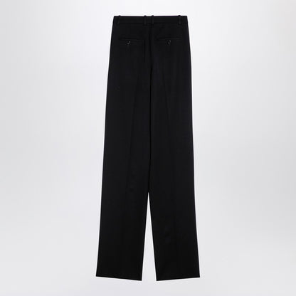 Saint Laurent Black Wool Wide-Leg Trousers Black