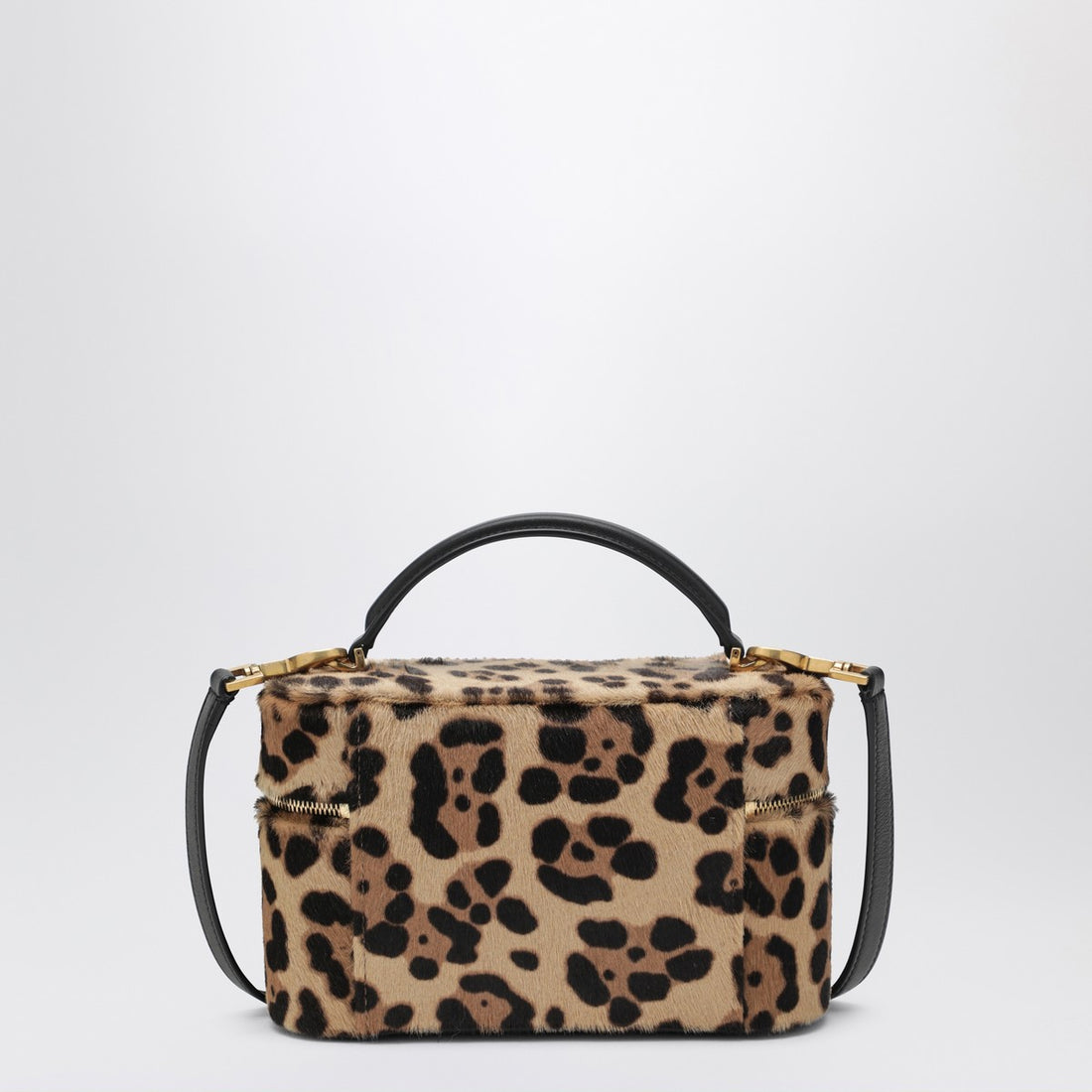 Saint Laurent Leopard-Print Pony Leather Vanity Bag Brown