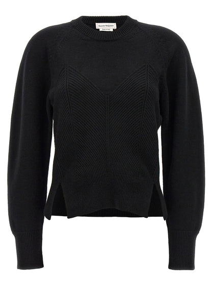 Alexander McQueen Chevron Corset Sweater Black