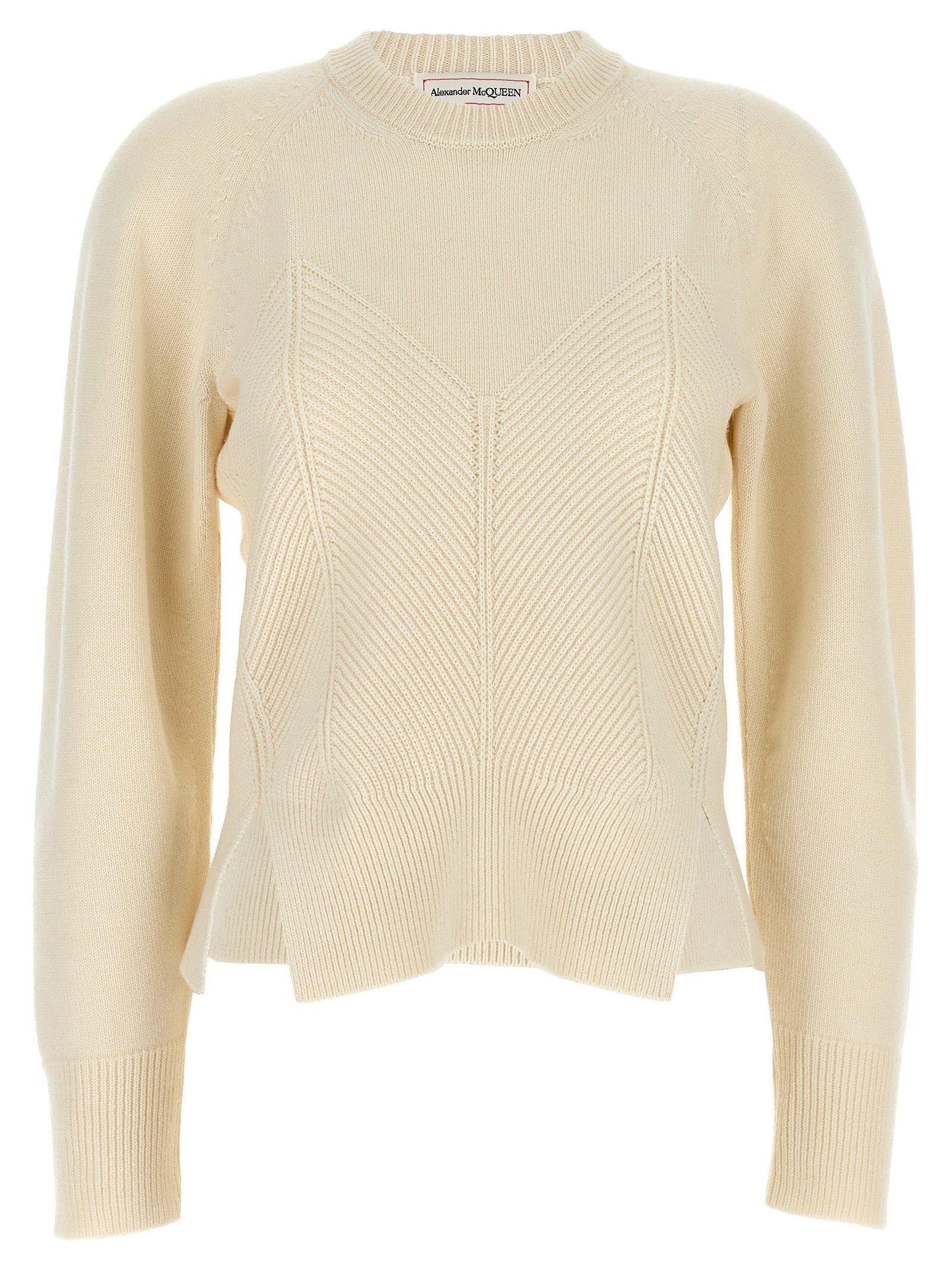 Alexander McQueen Chevron Corset Sweater White