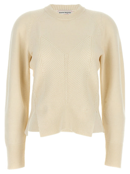 Alexander McQueen Chevron Corset Sweater White