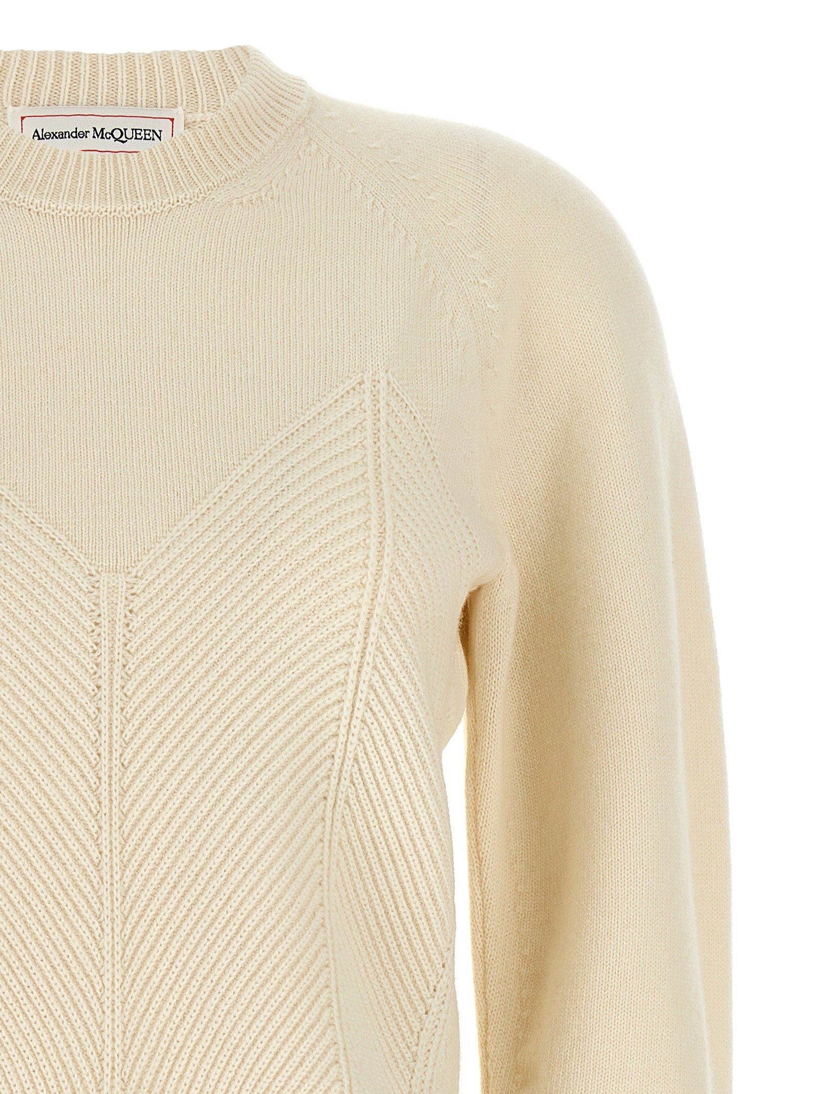Alexander McQueen Chevron Corset Sweater White
