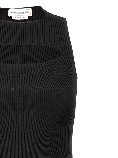 Alexander McQueen Ribbed Knit Dress Black  