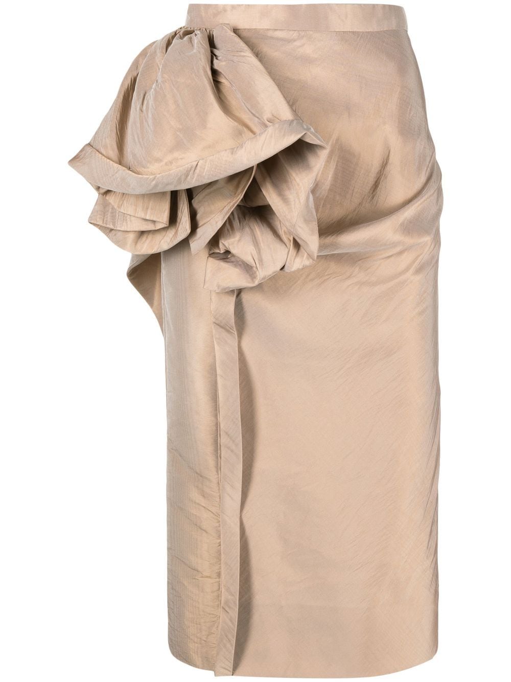 Maison Margiela Floral-Detail Draped Midi Skirt Beige