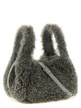 Stella Mccartney Shearling Logo Shoulder Bag Gray