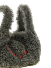 Stella Mccartney Shearling Logo Shoulder Bag Gray