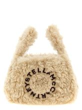 Stella Mccartney Shearling Logo Shoulder Bag Beige