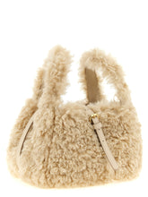 Stella Mccartney Shearling Logo Shoulder Bag Beige