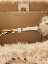 Stella Mccartney Shearling Logo Shoulder Bag Beige