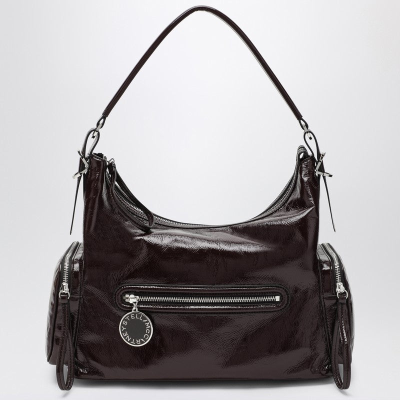 Stella McCartney Medium Dartmoor Glossy Faux Leather Shoulder Bag Burgundy