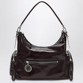 Stella McCartney Medium Dartmoor Glossy Faux Leather Shoulder Bag Burgundy