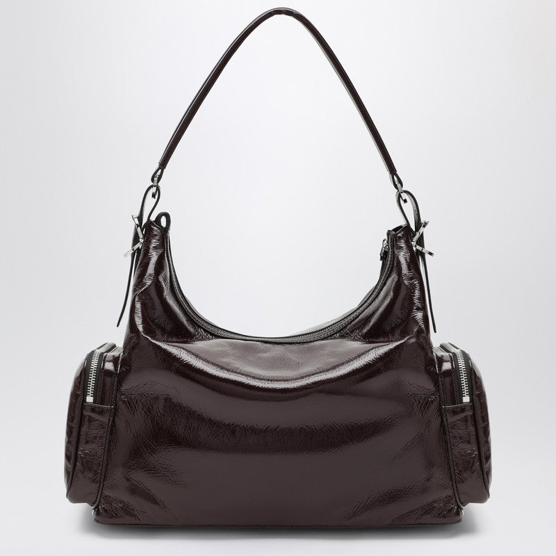 Stella McCartney Medium Dartmoor Glossy Faux Leather Shoulder Bag Burgundy