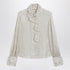 Valentino Light Beige Silk-Blend Shirt with Ruffles Multicolor