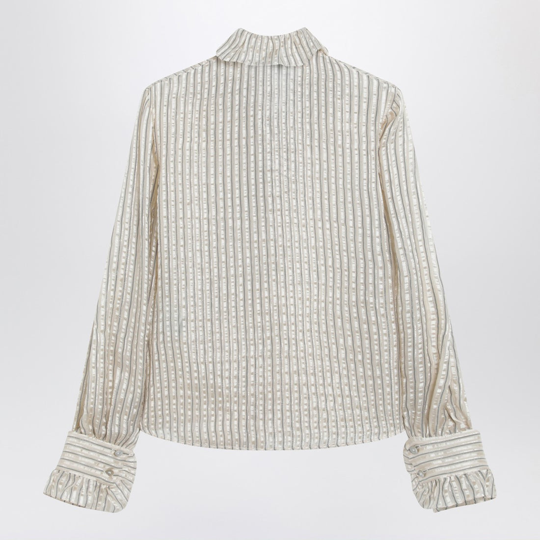 Valentino Light Beige Silk-Blend Shirt with Ruffles Multicolor