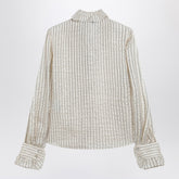 Valentino Light Beige Silk-Blend Shirt with Ruffles Multicolor
