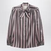 Valentino Striped Crepe de Chine Silk Shirt Pink