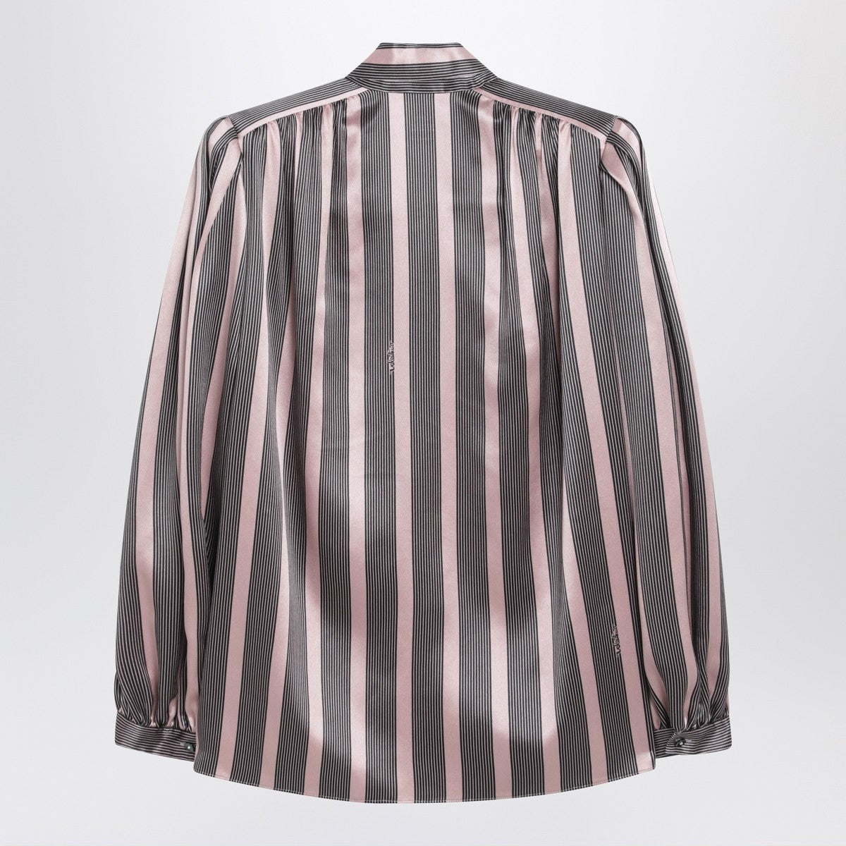 Valentino Striped Crepe de Chine Silk Shirt Pink