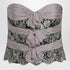 Valentino Grey and Mauve Draped Chiffon Silk Top with Lace Inserts Grey