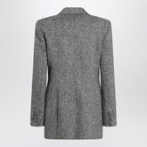 Valentino Double-Breasted Bouclé Natté Wool Jacket Ivory and Black Print