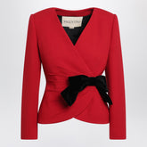 Valentino Red Virgin Wool Jacket with Velvet Bow Red