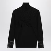 Valentino Black Wool Top with Lace Inserts Black