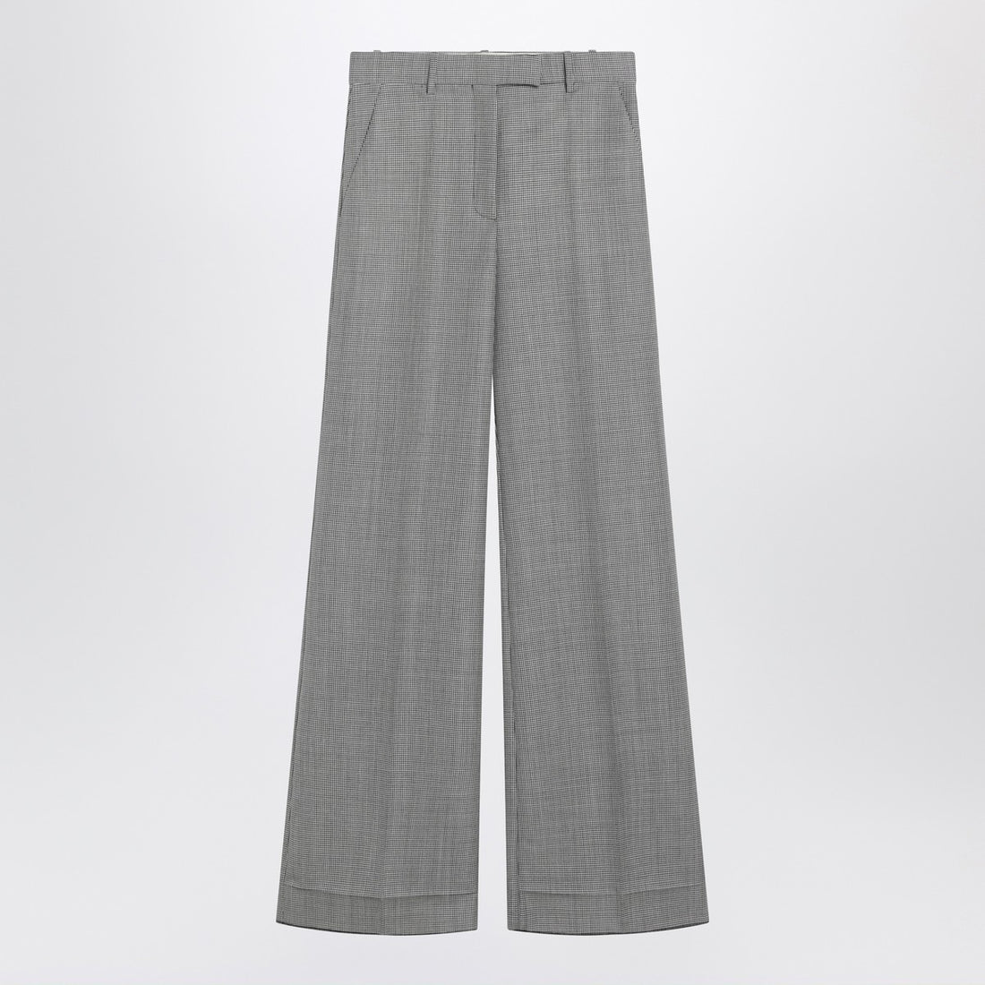 Valentino Vichy-Check Wool-Blend Palazzo Trousers Print