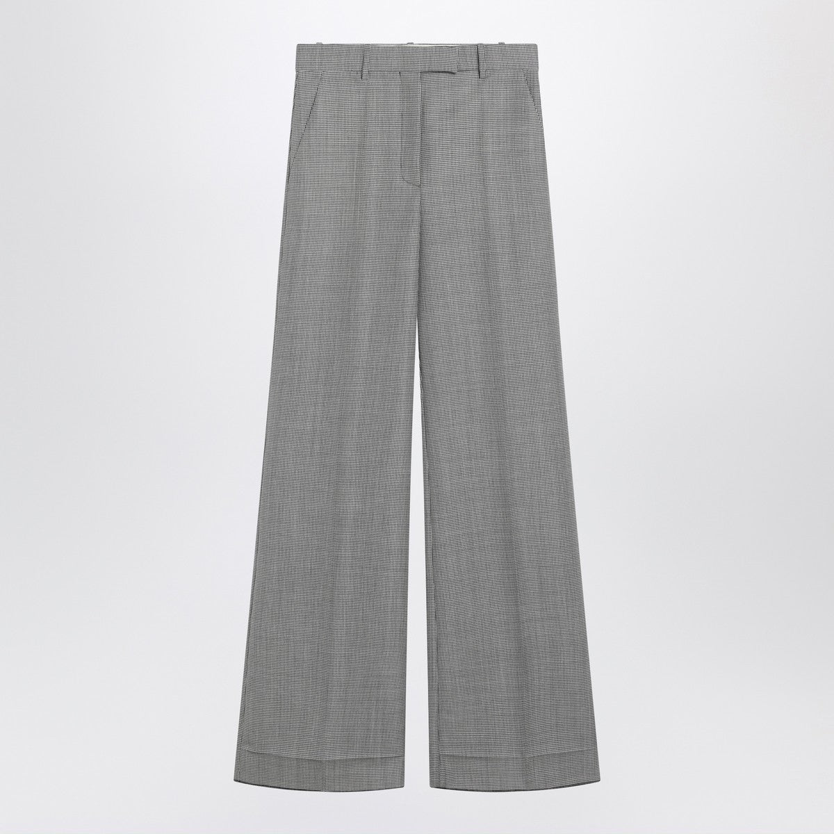 Valentino Vichy-Check Wool-Blend Palazzo Trousers Print