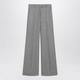 Valentino Vichy-Check Wool-Blend Palazzo Trousers Print