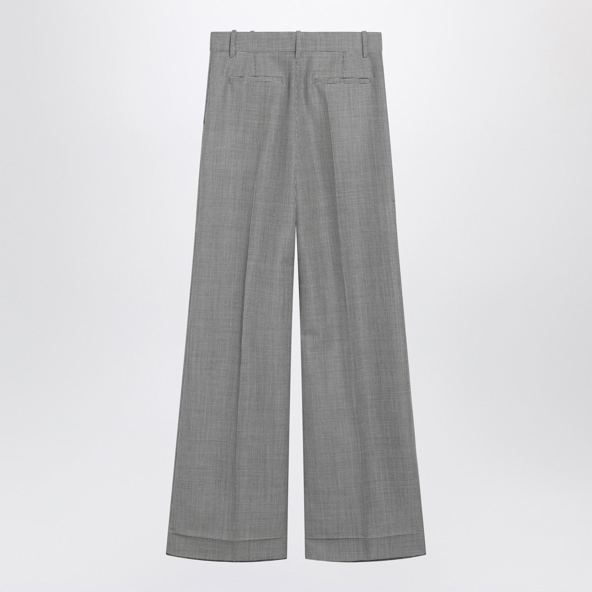 Valentino Vichy-Check Wool-Blend Palazzo Trousers Print