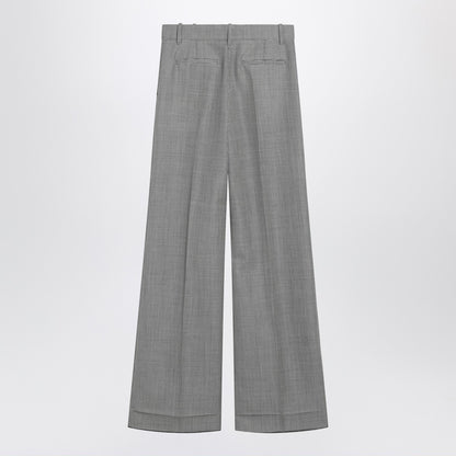 Valentino Vichy-Check Wool-Blend Palazzo Trousers Print