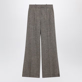 Valentino Ivory and Brown Patterned Wool Palazzo Trousers Print