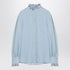 Valentino Light Blue Linen Shirt with Ruffles Blue