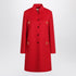 Valentino Red wool and cashmere long coat with V Gold detail Red