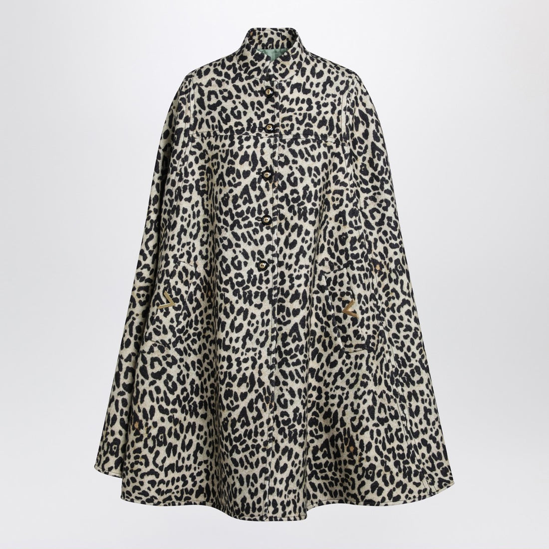Valentino Animal-Print Wool Cape Multicolor